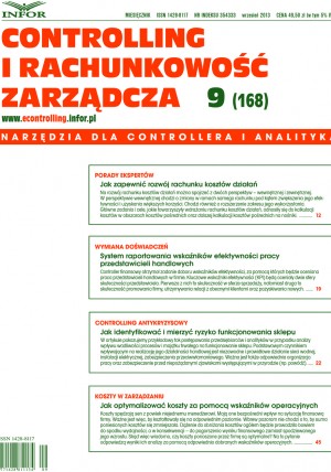 Controlling i Rachunkowość Zarządcza Wydanie 9/2013 - Controlling i Rachunkowość Zarządcza Wydanie 9/2013 -