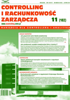 Controlling i Rachunkowość Zarządcza Wydanie 11/2014 - Controlling i Rachunkowość Zarządcza Wydanie 11/2014 -